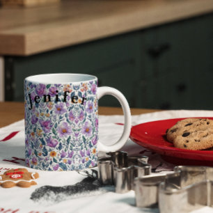 Flora Bloemen Waterverf Vector Witte Koffie Mok