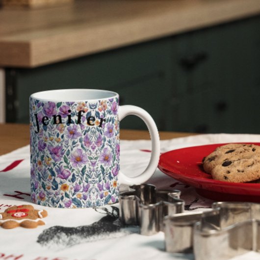 Flora Bloemen Waterverf Vector Witte Koffie Mok