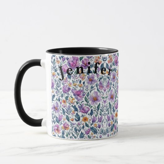 Flora Bloemen Waterverf Vector Witte Koffie Mok (Links)