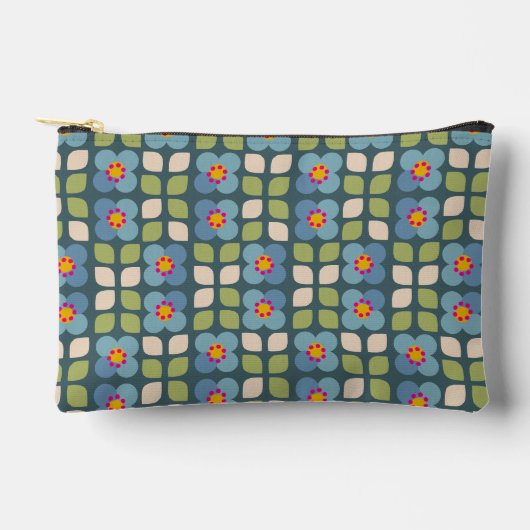 Flora Blush - Blauw en groen bloemenzakje Etui (Voorkant)