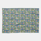 Flora Blush - Blauwe en groene botanische theedoek (Horizontaal)