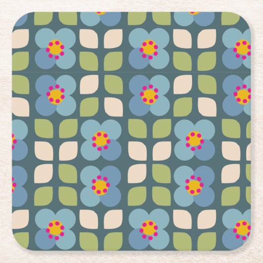 FLORA BLUSH - Modern Bloemige Papieren Onderzetter (Voorkant)