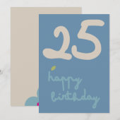 FLORA BLUSH - Verjaardag Bloemenuitnodiging Kaart (Voorkant / Achterkant)