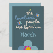 FLORA BLUSH - Verjaardag Bloemenuitnodiging Kaart (Voorkant / Achterkant)