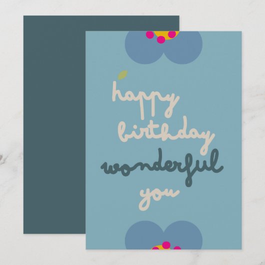 FLORA BLUSH - Verjaardag Bloemenuitnodiging Kaart (Voorkant / Achterkant)