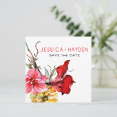 Flora Botanica Waterverf Flowers Save the Date (Staand voorkant)