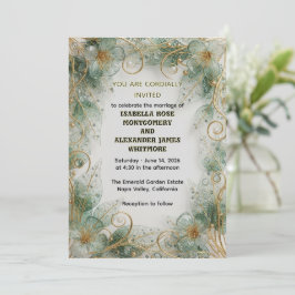 Flora Botanical Elegant Garden Wedding Invitation Kaart