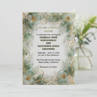 Flora Botanical Elegant Garden Wedding Invitation Kaart