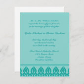 Flora bruiloft uitnodiging-Blauwgroen/Blauwgroen Uitnodiging Briefkaart (Voorkant / Achterkant)