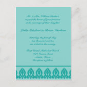 Flora bruiloft uitnodiging-Blauwgroen/Blauwgroen Uitnodiging Briefkaart (Voorkant)