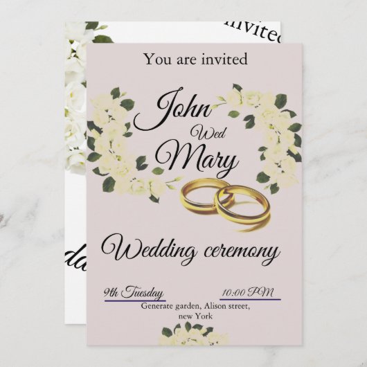 Flora bruiloft uitnodigingskaart kaart (Voorkant / Achterkant)