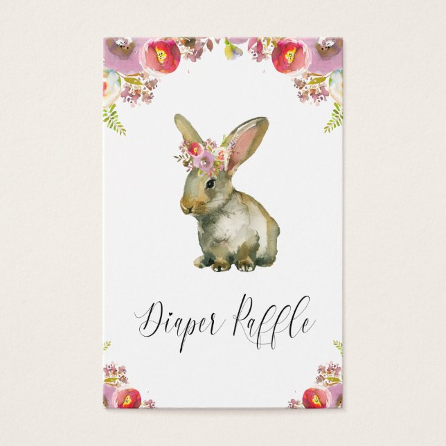 Flora Bunny Diaper Raffle Visitekaartje (Voorkant)