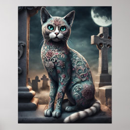 "Flora" Dag van de Dode Kat, Dia De Los Muertos Poster