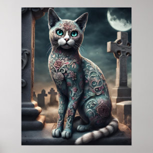 "Flora" Dag van de Dode Kat, Dia De Los Muertos Poster