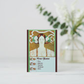 FLORA/ DAME MET WITTE ROZEN MONOGRAM VISITEKAARTJE (Staand voorkant)