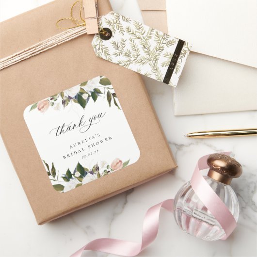 flora dank u vierkante sticker (Geschenken)