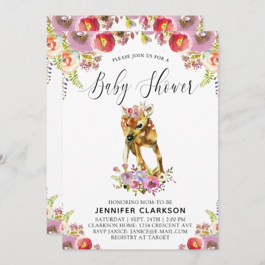 Flora Doe Baby shower Kaart (Voorkant / Achterkant)