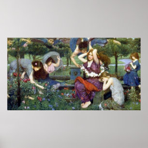 Flora en de Zephyrs, door John William Waterhouse Poster