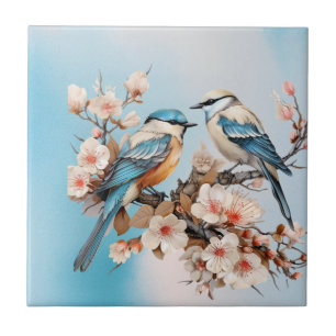 Flora en Fauna Art Lichtblauw Tegeltje