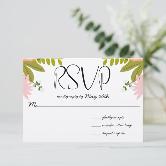 Flora en fauna Invitation RSVP (Staand voorkant)