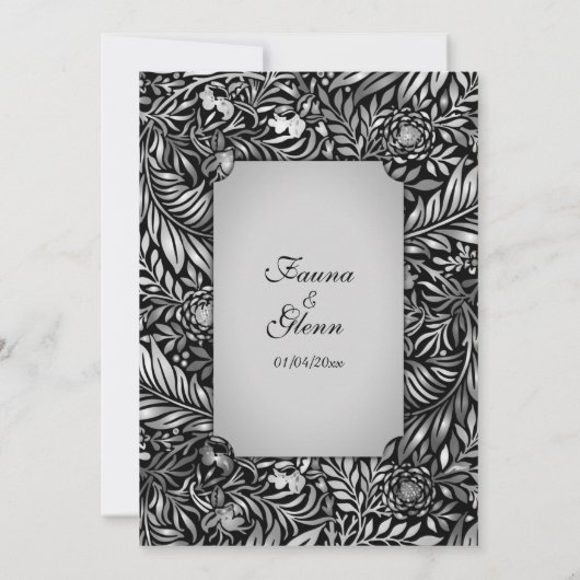 Flora en fauna Silver Wedding Invitation Kaart (Achterkant)