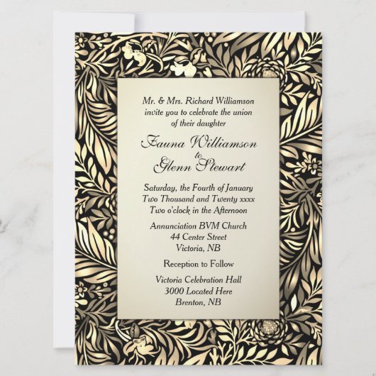 Flora en fauna Verouderde bruiloft Uitnodiging (Voorkant)