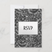 Flora en Fauna Zwart-wit met Menukeuze RSVP Kaartje (Achterkant)