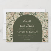  flora en moss Green Boho Arch Save The Date (Voorkant)