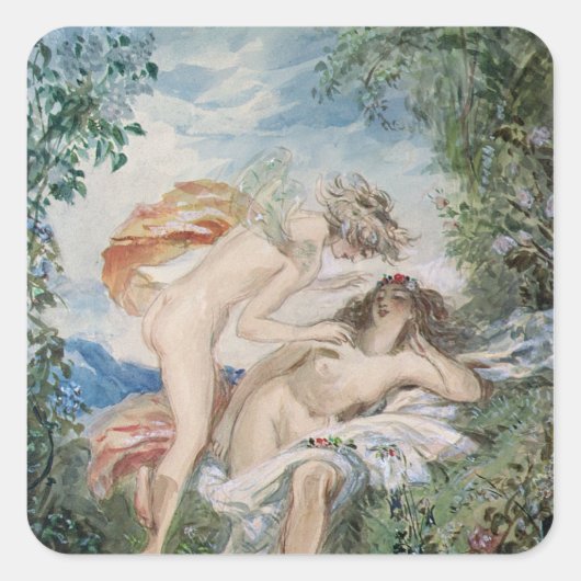 Flora en Zephyr Vierkante Sticker (Voorkant)