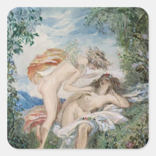 Flora en Zephyr Vierkante Sticker