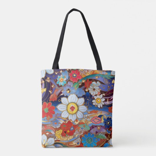 Flora Fantasy bloemblaadjes en Poise Edition Canva Tote Bag (Achterkant)
