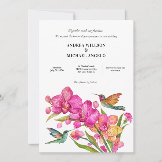 Flora fauna minimalistische bruiloft kaart (Voorkant)