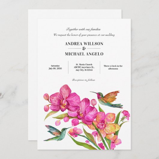 Flora fauna minimalistische bruiloft kaart (Voorkant / Achterkant)