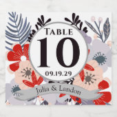 Flora Fauna Rood Roze Paarse Lavendel Zwart Floral Sparkling Wijnetiket (Enkel label)