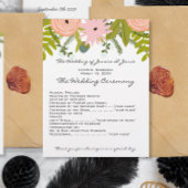 Flora & Fauna Varen Rozen Acorns Twigs Bruiloft Programmakaart