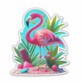 Flora Flamingo Classic Ronde Sticker (Voorkant)