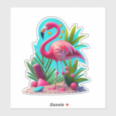 Flora Flamingo Classic Ronde Sticker (Vel)