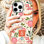 flora - flesjesmonogram Case-Mate iPhone case<br><div class="desc">Vintage flora flora flora Hoesje botanische patroonmonogram iPhone X. Dit retro trendy ontwerp is voorzien van stijlvolle botanische bloemen en vogels. Pas dit aangepaste ontwerp aan met uw eigen monogram-initiaal.</div>