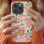 flora - flesjesmonogram Case-Mate iPhone case<br><div class="desc">Vintage flora flora flora Hoesje botanische patroonmonogram iPhone X. Dit retro trendy ontwerp is voorzien van stijlvolle botanische bloemen en vogels. Pas dit aangepaste ontwerp aan met uw eigen monogram-initiaal.</div>