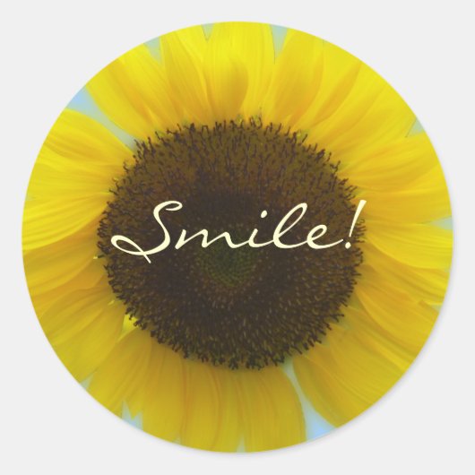 Flora Foto - Heldere en vrolijke zonnebloem Ronde Sticker (Voorkant)