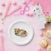 Flora Fox Pup Baby shower Papieren Bordje (Feest)