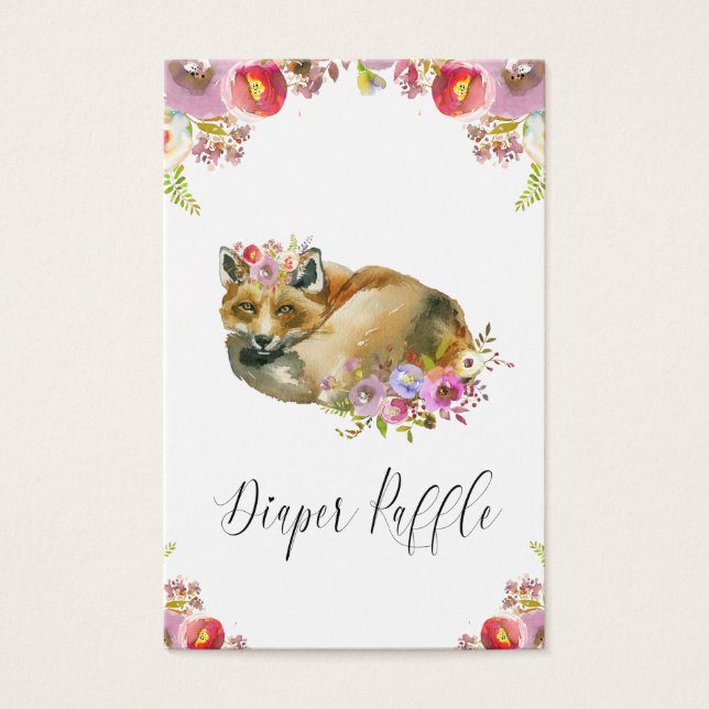 Flora Fox Pup Diaper Raffle Visitekaartje (Voorkant)