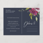 FLORA GEEL ROZE BURGUNDY TROUW DE DATUM VERANDERD AANKONDIGINGSKAART (Achterkant)