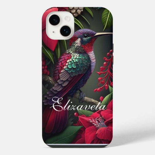 Flora gepersonaliseerde vogelnaam iPhone hoesje (Achterkant)