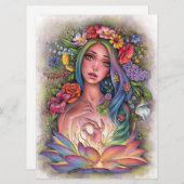 Flora Goddess Fairy Fantasy Flowers Woman Art Kaar (Voorkant / Achterkant)