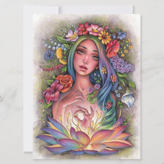 Flora Goddess Fairy Fantasy Flowers Woman Art Kaar (Voorkant)