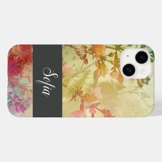  Flora Grunge aangepaste telefoonhoesje Case-Mate iPhone Case (Achterkant (horizontaal))