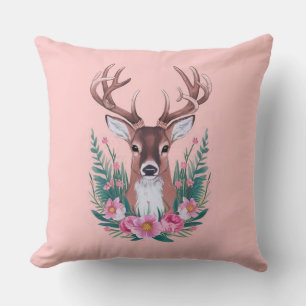 Flora herten gooien kussen ontwerp