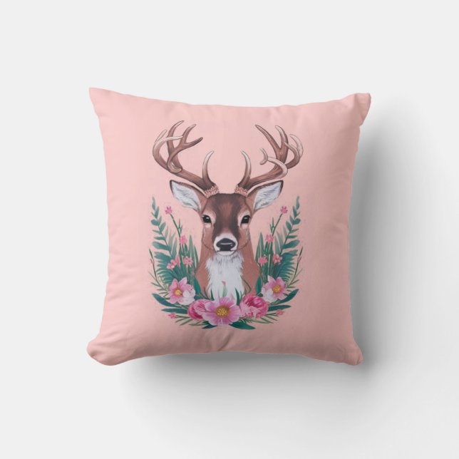 Flora herten gooien kussen ontwerp (Voorkant)