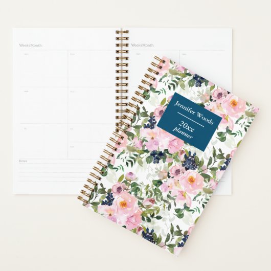  flora in Blush en Navy Personalized Planner (Display)
